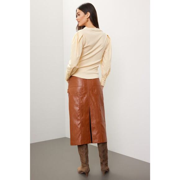 AREA STARS Off White Knit Sweater Scoop Neck Puff Long Sleeves Sweater Size M - Picture 2 of 10